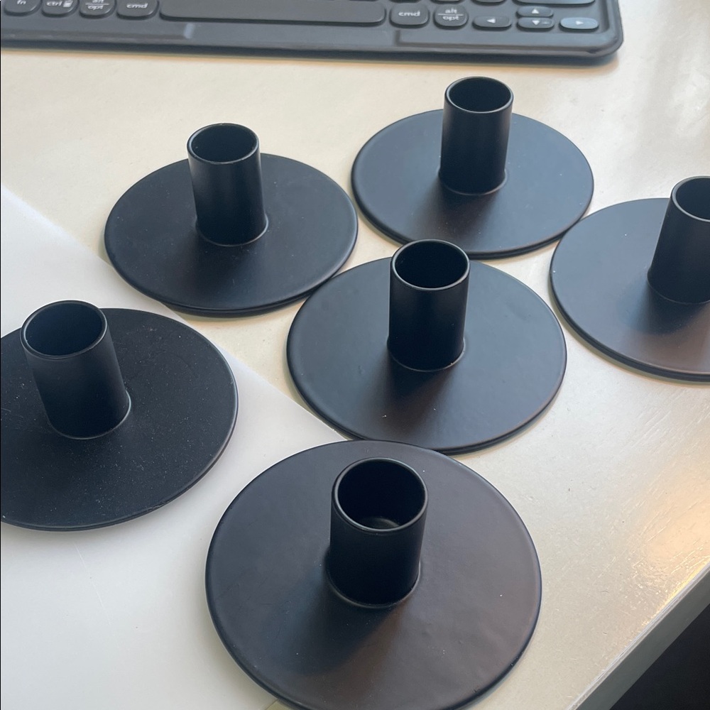 NWT Set 6 IKEA Black Taper Candle Holders